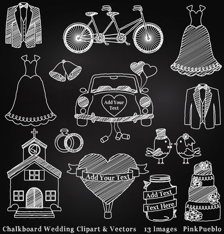 Chalkboard Wedding Clipart & Vectors - PinkPueblo