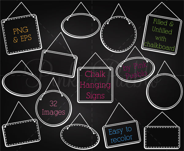 Chalkboard Hanging Frames or Signs Clipart and Vectors - PinkPueblo