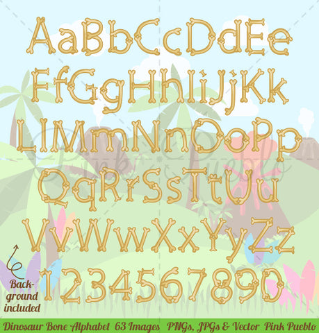 Dinosaur Bone Alphabet Clipart and Vectors - PinkPueblo