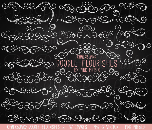 Chalkboard Doodle Flourishes Clipart and Vectors - PinkPueblo