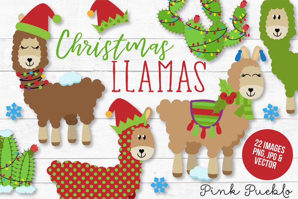 Christmas Llama Clipart and Vectors - PinkPueblo