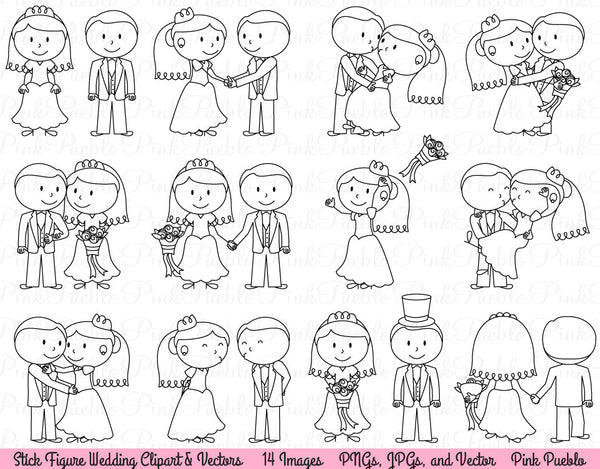 Wedding Stick Figure Clipart and Vectors - PinkPueblo