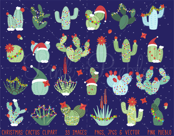 Christmas Cactus Clipart and Vectors - PinkPueblo