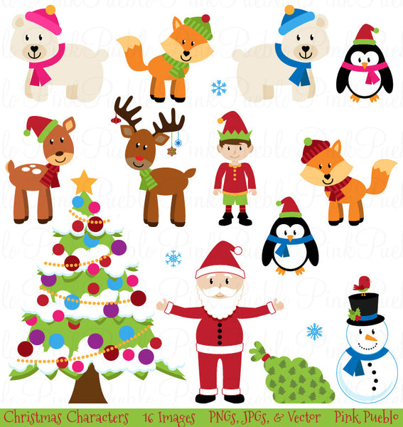 Christmas Animals Clipart & Vectors - PinkPueblo