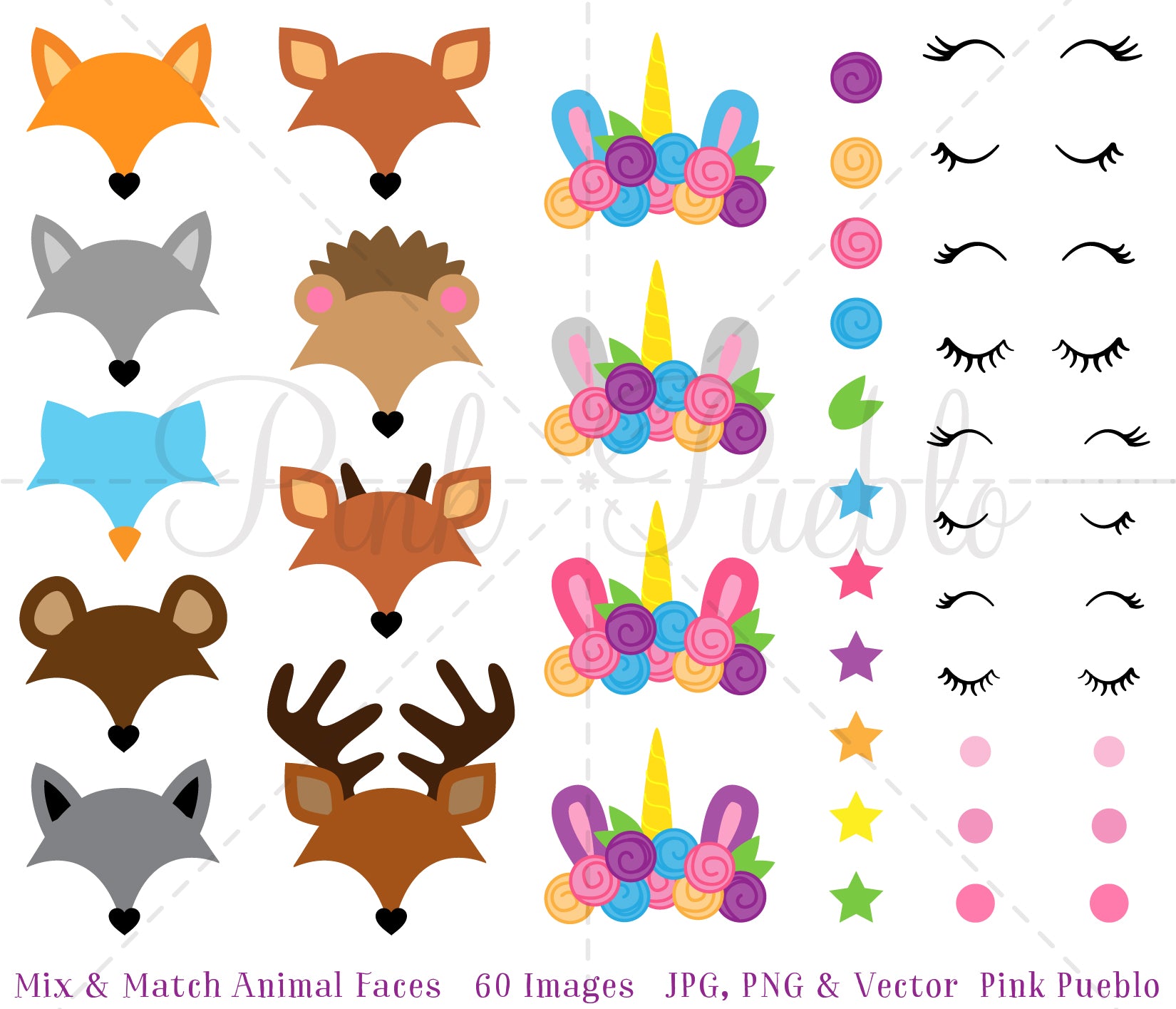animal faces clipart