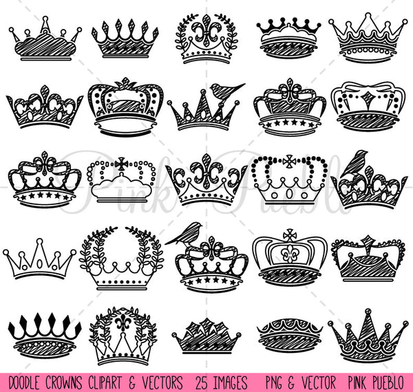 Doodle Crown Clip Art and Vectors - PinkPueblo