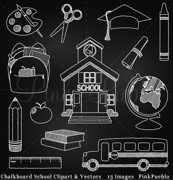 Chalkboard School Clipart & Vectors - PinkPueblo
