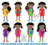 Huge Pack of African American Female Student Clipart and Vectors - PinkPueblo