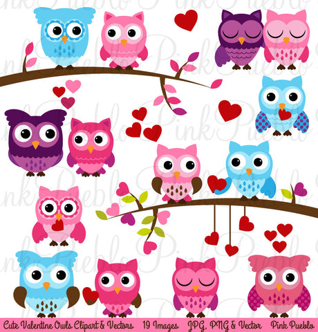 Valentine's Day Owl Clipart & Vectors - PinkPueblo