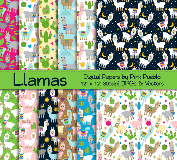 Llama Patterns or Backgrounds - PinkPueblo