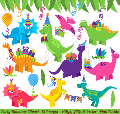 Birthday Dinosaur Clipart & Vectors - PinkPueblo