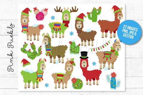 Christmas Llama Clipart and Vectors - PinkPueblo