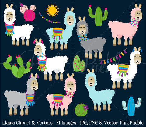 Llama Clipart and Vectors - PinkPueblo