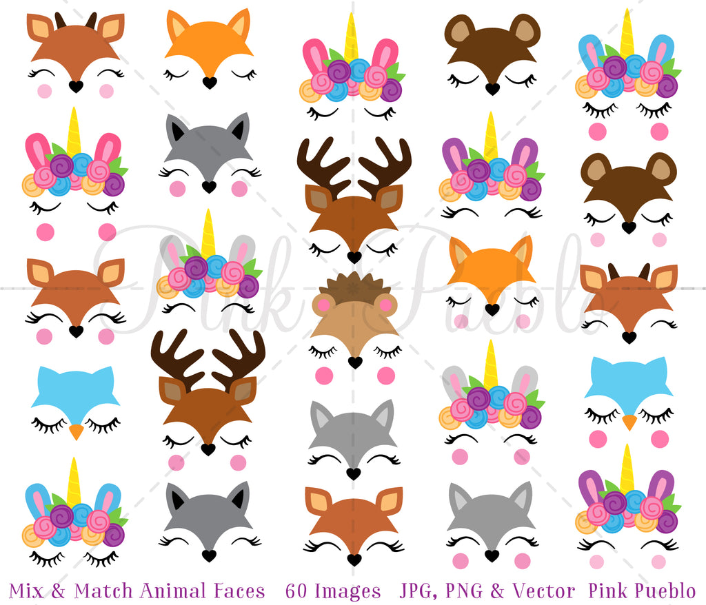 animal faces clipart
