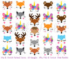 Mix and Match Animal Face Clipart, Unicorn Clipart, Forest and Woodland Animal Clipart - PinkPueblo