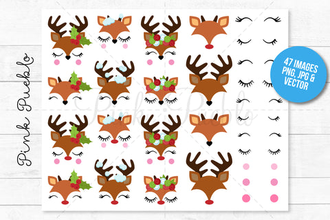 Reindeer Face Clipart and Vectors - PinkPueblo