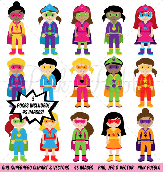 Girl Superhero Clipart & Vectors - PinkPueblo