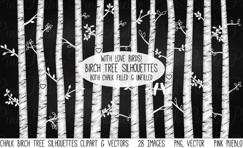 Chalkboard Birch Tree Clipart/Vector - PinkPueblo