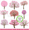 Valentine's Day Tree Silhouettes Clipart and Vectors - PinkPueblo