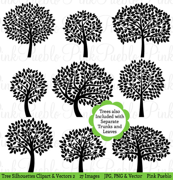 Tree Silhouettes Clip Art & Vectors - PinkPueblo
