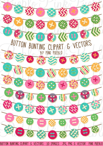 Button Bunting Clipart & Vectors - PinkPueblo