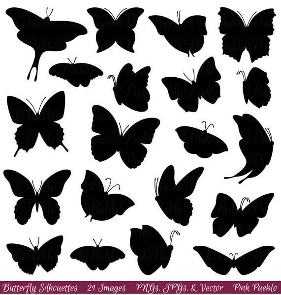Butterfly Silhouette Clipart and Vectors - PinkPueblo