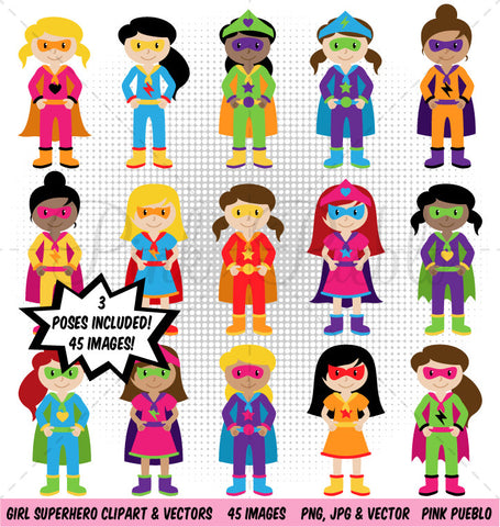 Girl Superhero Clipart & Vectors - PinkPueblo