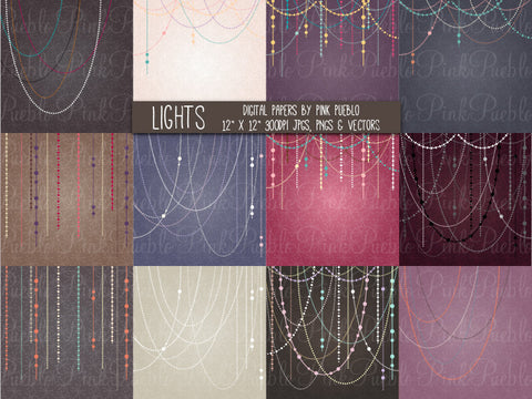Holiday Lights Papers or Backgrounds - PinkPueblo