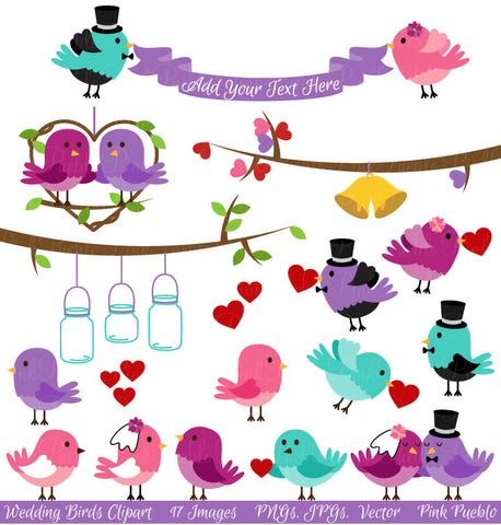 Wedding Birds Clipart and Vectors - PinkPueblo