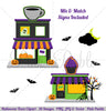 Halloween Village Clipart with Mix and Match Signs - PinkPueblo