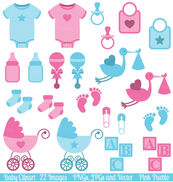 Boy and Girl Baby Clipart & Vectors - PinkPueblo