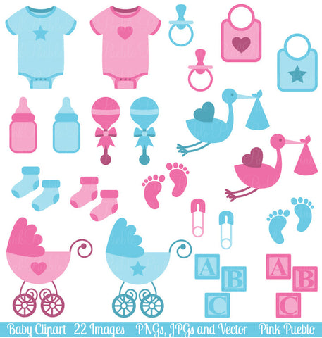 Boy and Girl Baby Clipart & Vectors - PinkPueblo