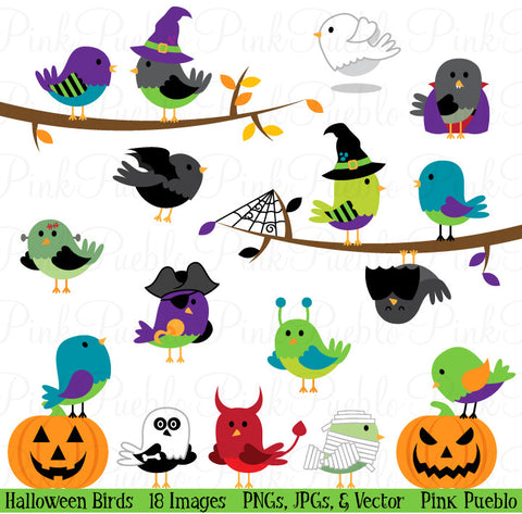 Halloween Birds Clipart & Vectors - PinkPueblo