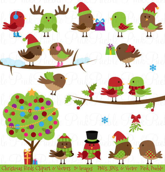 Christmas Birds Clipart & Vectors - PinkPueblo