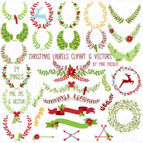 Christmas Laurels Clipart & Vectors - PinkPueblo