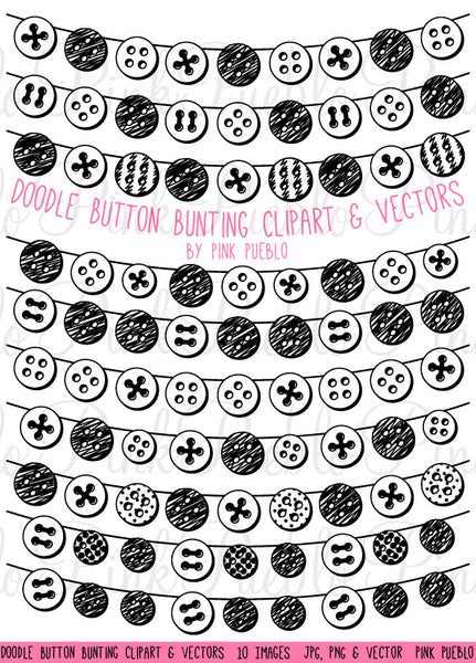 Doodle Button Bunting Clipart and Vectors - PinkPueblo