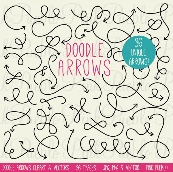 Doodle Arrows Clipart and Vectors - PinkPueblo