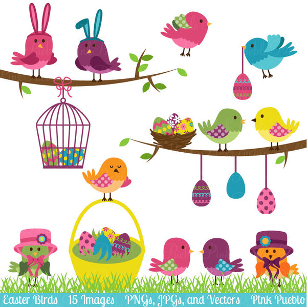 Easter Birds Clipart and Vectors - PinkPueblo