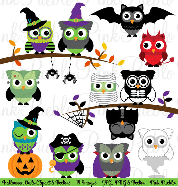 Happy Halloween Owl Clipart & Vectors - PinkPueblo