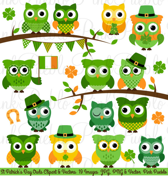 St. Patricks Day Owl Clipart Vectors - PinkPueblo