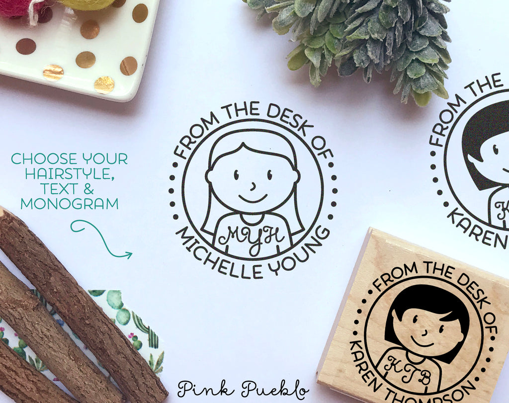 Personalized Monogram Stamp, From the Desk of Stamp, Custom Stamp