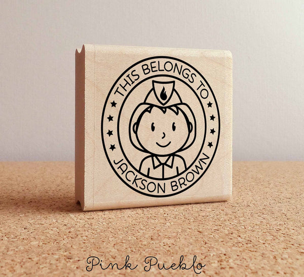 Personalized Firefighter Rubber Stamp for Boys, Custom Fireman Rubber Stamp - Choose Hairstyle and Accessories - PinkPueblo