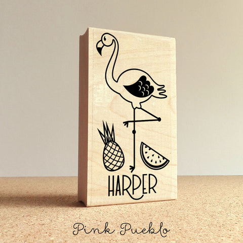 Personalized Flamingo Stamp, Great for a Flamingo Party or Flamingo Gifts - PinkPueblo