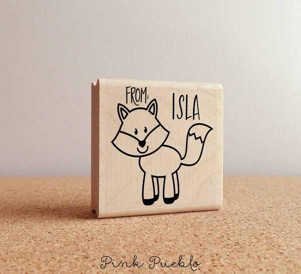 Personalized Fox Rubber Stamp, Custom Forest or Woodland Stamp - PinkPueblo
