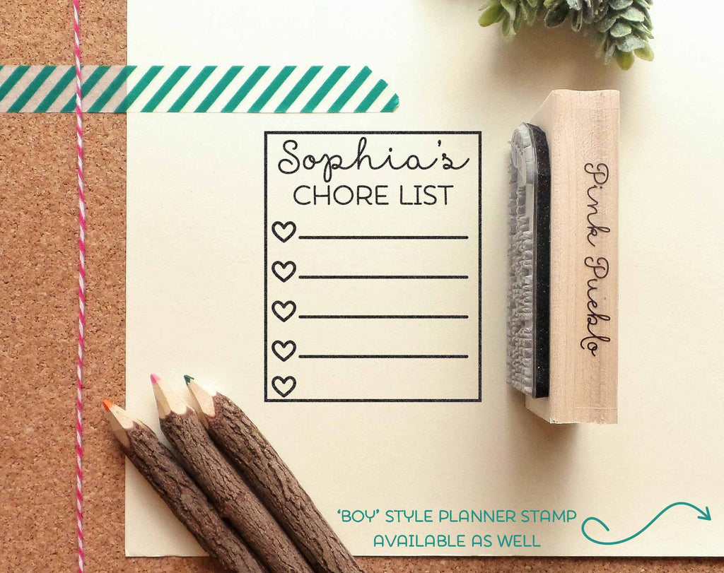Planner Stamps, Boy or Girl Chore List Rubber Stamp, Personalized