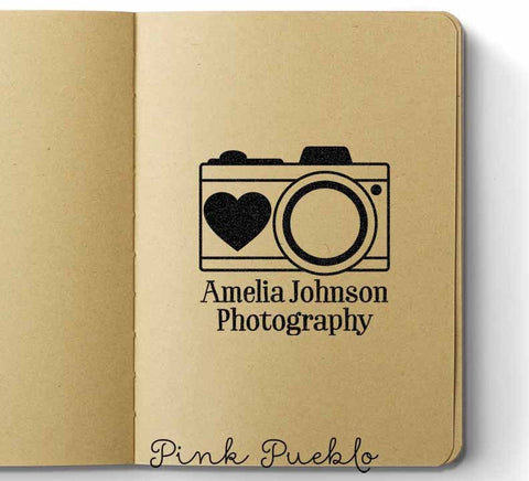Personalized Photography Camera Rubber Stamp with Name - PinkPueblo