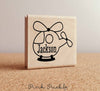 Personalized Helicopter Rubber Stamp, Transportation Stamp with Name - PinkPueblo
