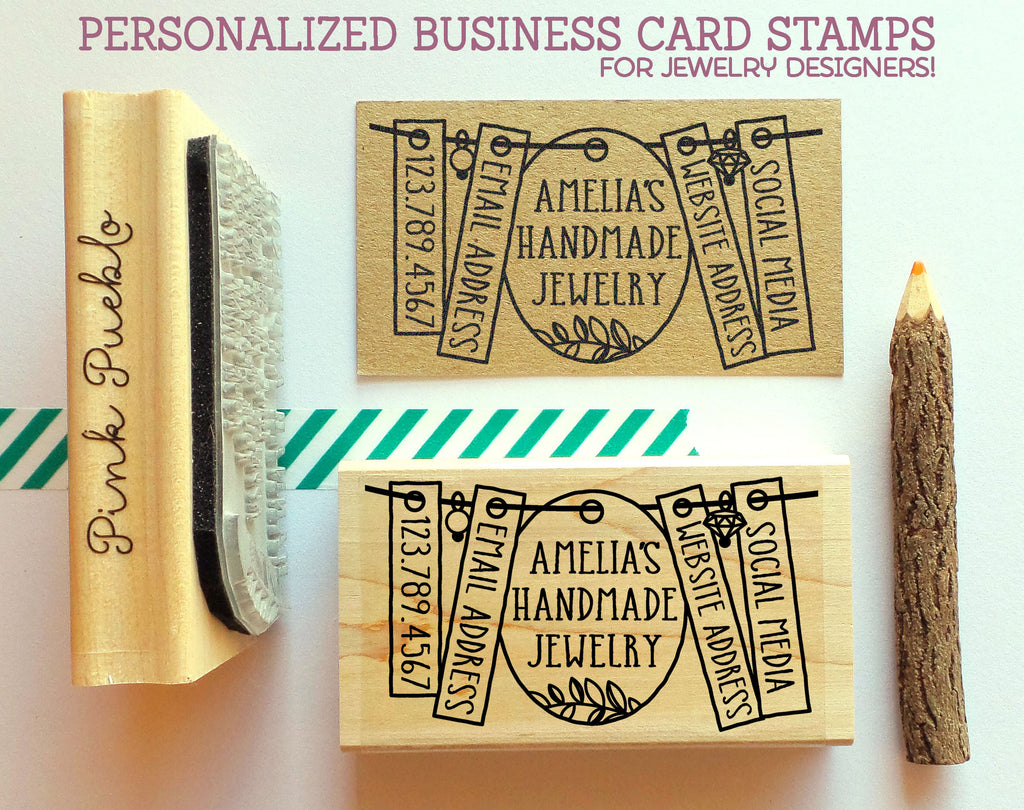 Personalized Business Card Stamp, Business Card Rubber Stamp, Jewelry  Business Card Stamp