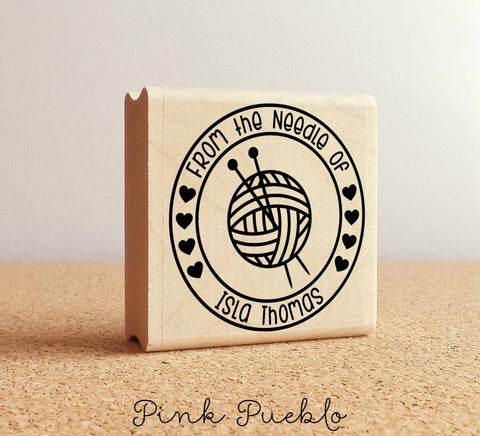 Personalized Knitting Rubber Stamp, From the Needle Of Knitting Label - PinkPueblo