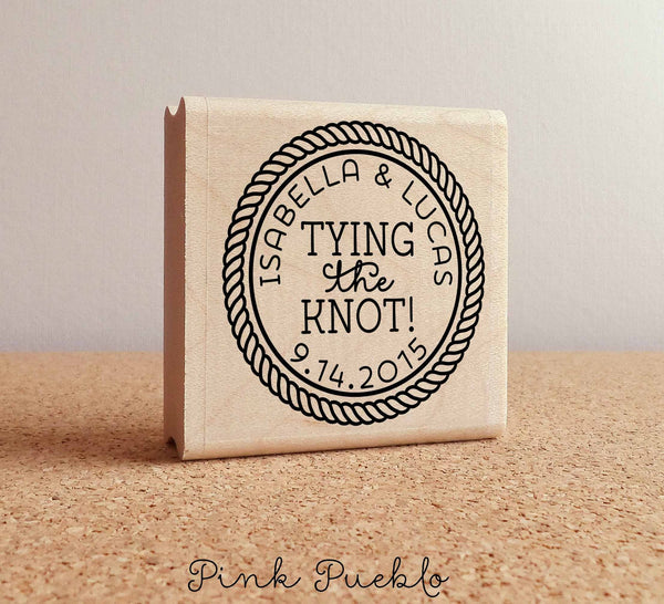 Personalized Wedding Stamp - Tying the Knot - PinkPueblo